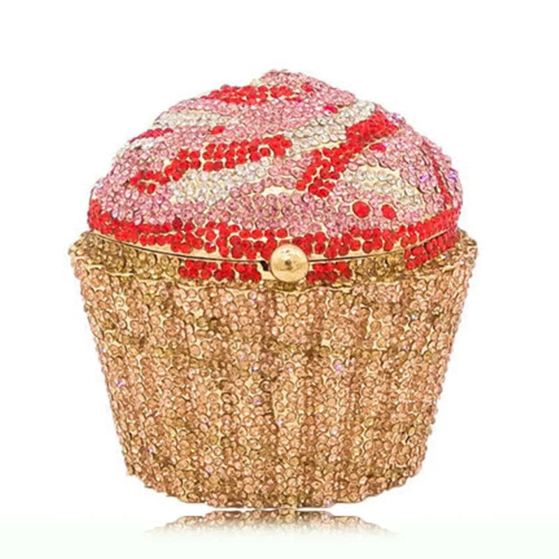 

Cupcake Ice Cream Full Diamond Bag Metal Diamond Dinner Bag Banquet Handbag Women's Bag