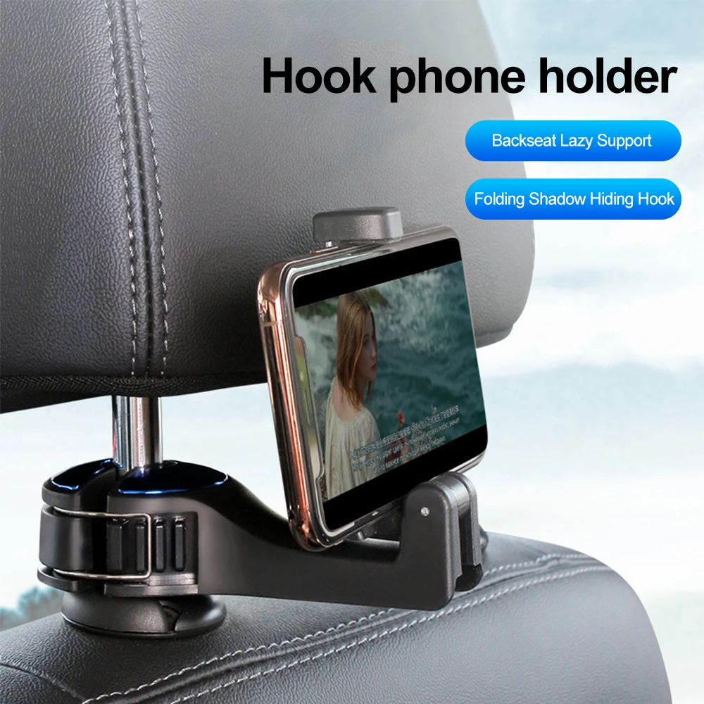 Universal Car Bracket Hook Multi-Function Hanging Storage Mobile Phone Holder Rear Seat Hanger Hook for Bag Purse Cloth Grocery