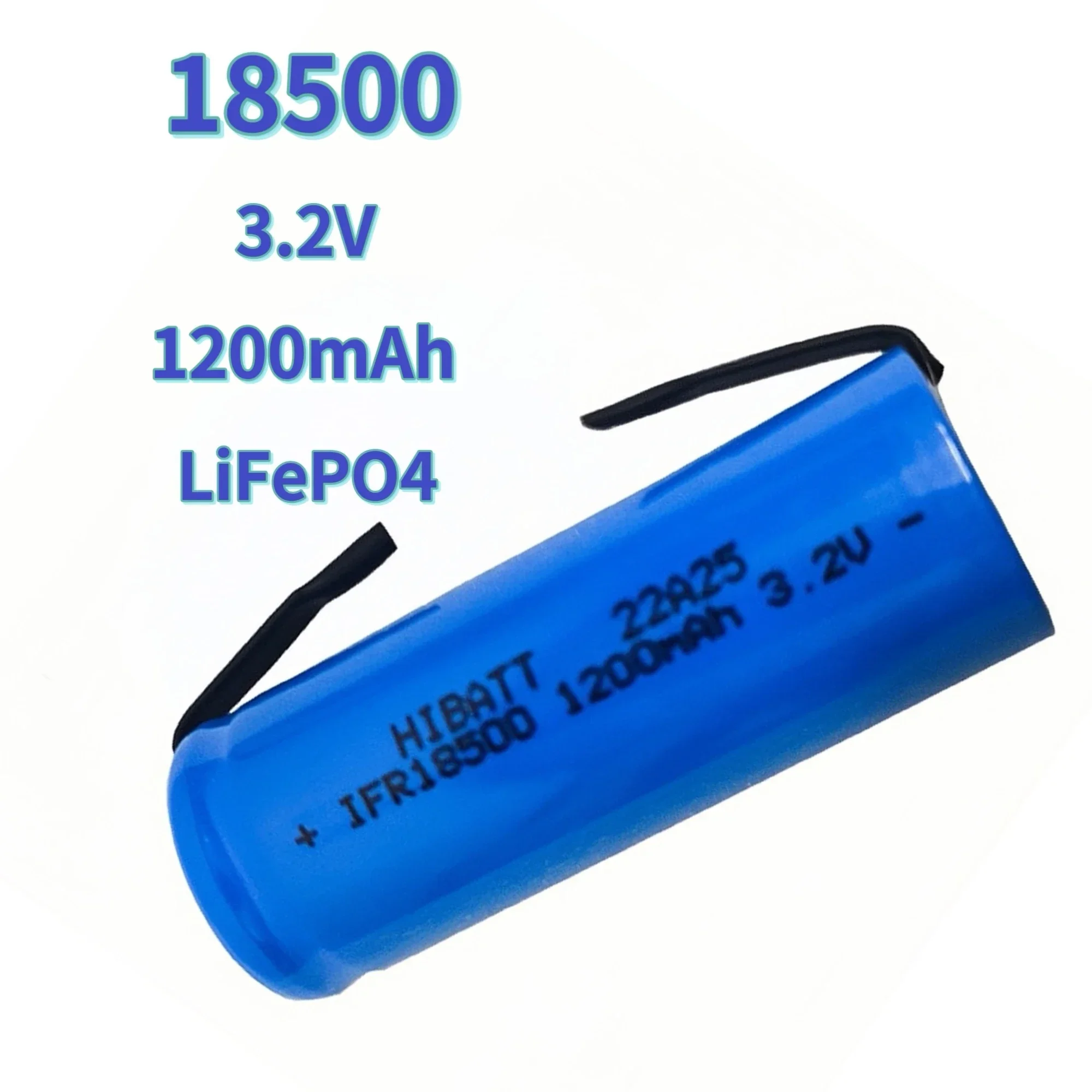 2PCS 18500 LiFePO4 battery 3.2V 1200mAh with solder tabs for Flashlight Speaker Juicer Beard trimmer Loudspeaker Wireless mouse