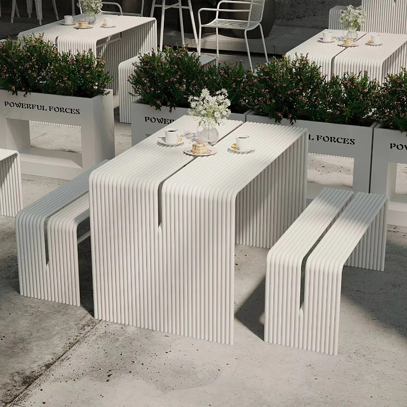 Modern outdoor table and chair combination courtyard coffee shop outdoor waterproof table and chair leisure furniture