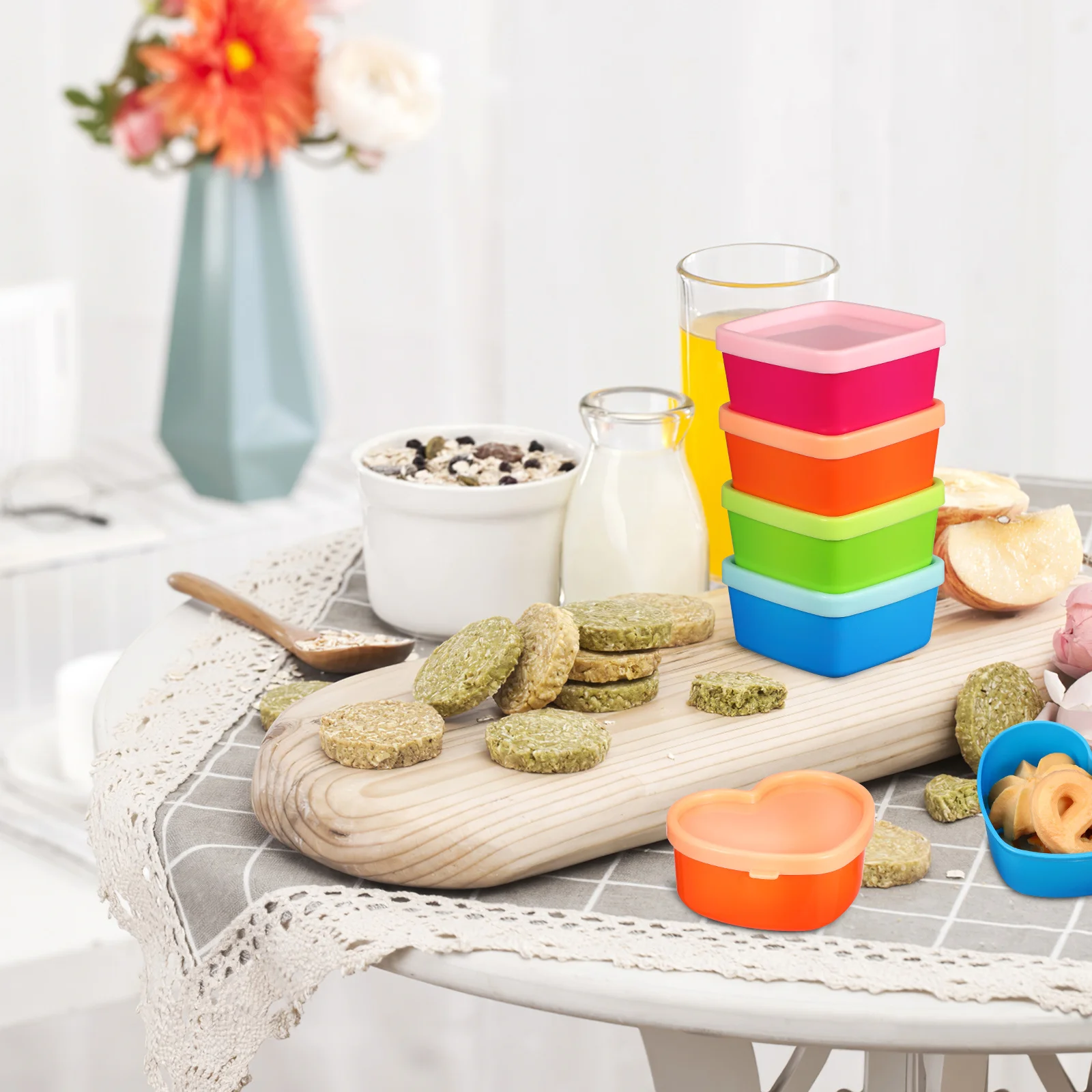 

8Pcs Vibrant Rainbow Storage Boxes Space-Saving Stackable Design Organizer for Home Office Desktop Use Multi-Purpose Box with