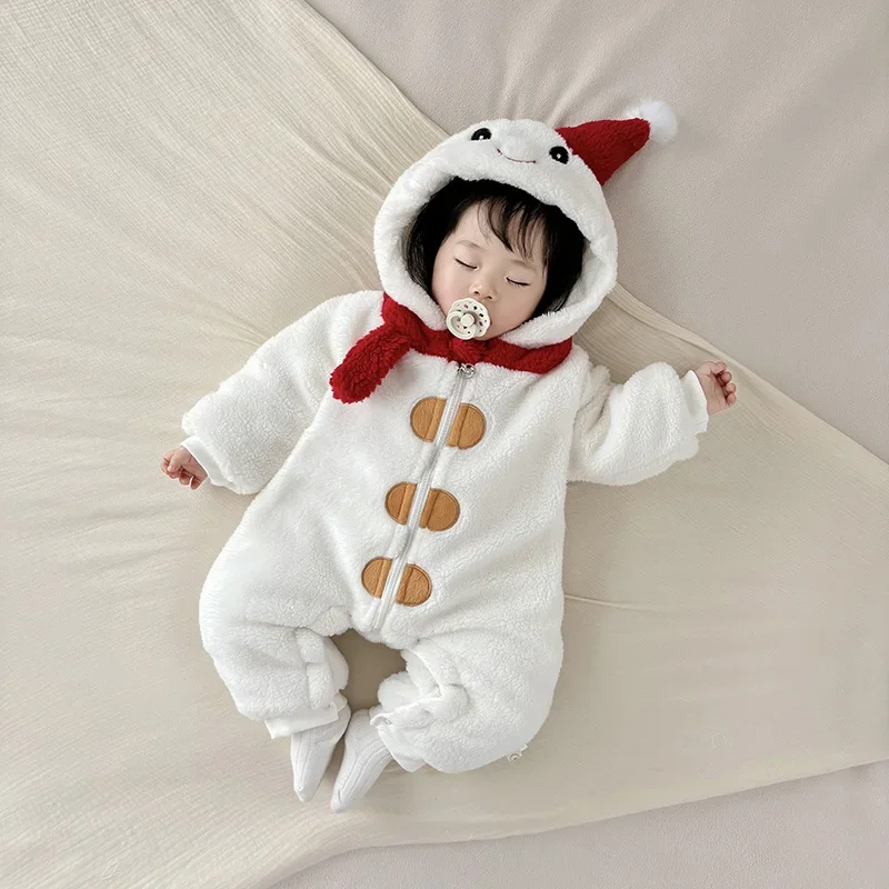 Cute Winter Baby Girl Clothes Warm Comfort Baby Clothes Versatile Trendy Jumpsuit Newborn Crawling Suit Cartoon Cotton Coat 아기옷