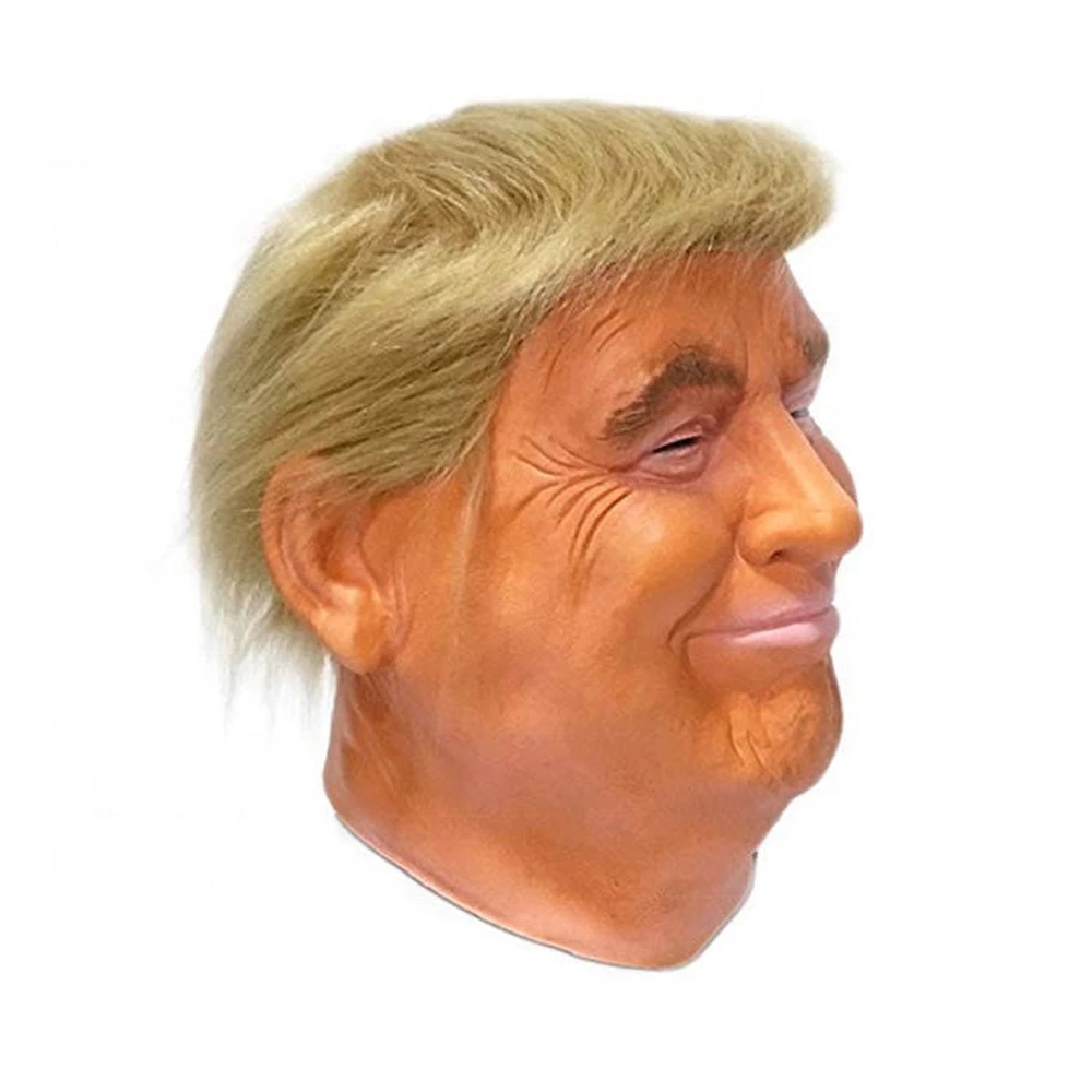 Funny Trump Latex Full Head Masks Celebrity Face Human for Halloween Easter Costume Party Donald Trump Presidential Cosplay Mask