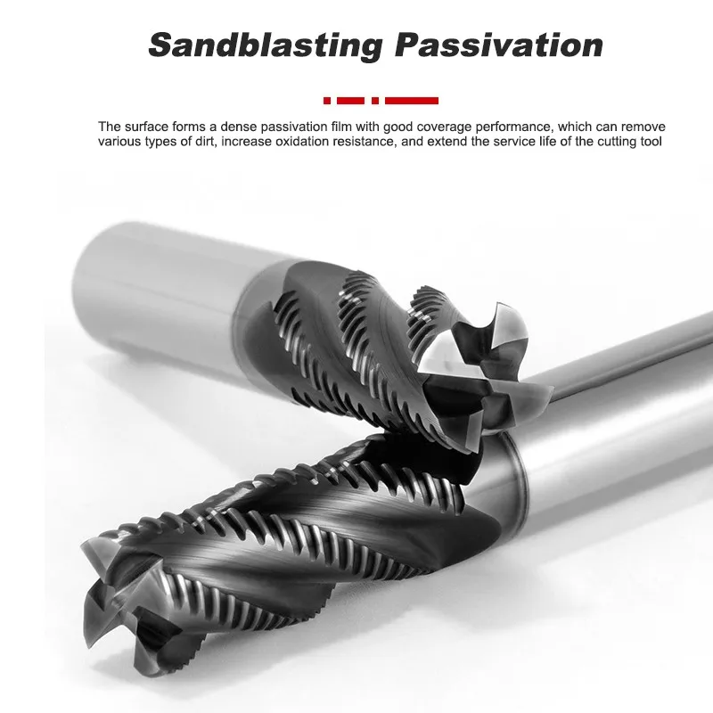 AZZKOR HRC55/HRC65/HRC70 3/4 Flöten Wolframstahl-Hartmetall Nano-Beschichtung Wellenform-Schaft Schruppfräser CNC-Bearbeitung Schaftfräser – Detail 2