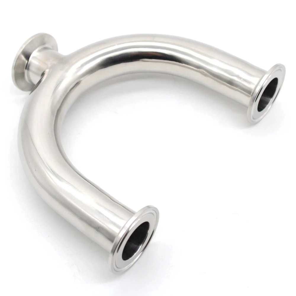 Stainless Steel Sanitary Grade U-shaped Tee Fitting with Quick-opening Clamp-type Connection