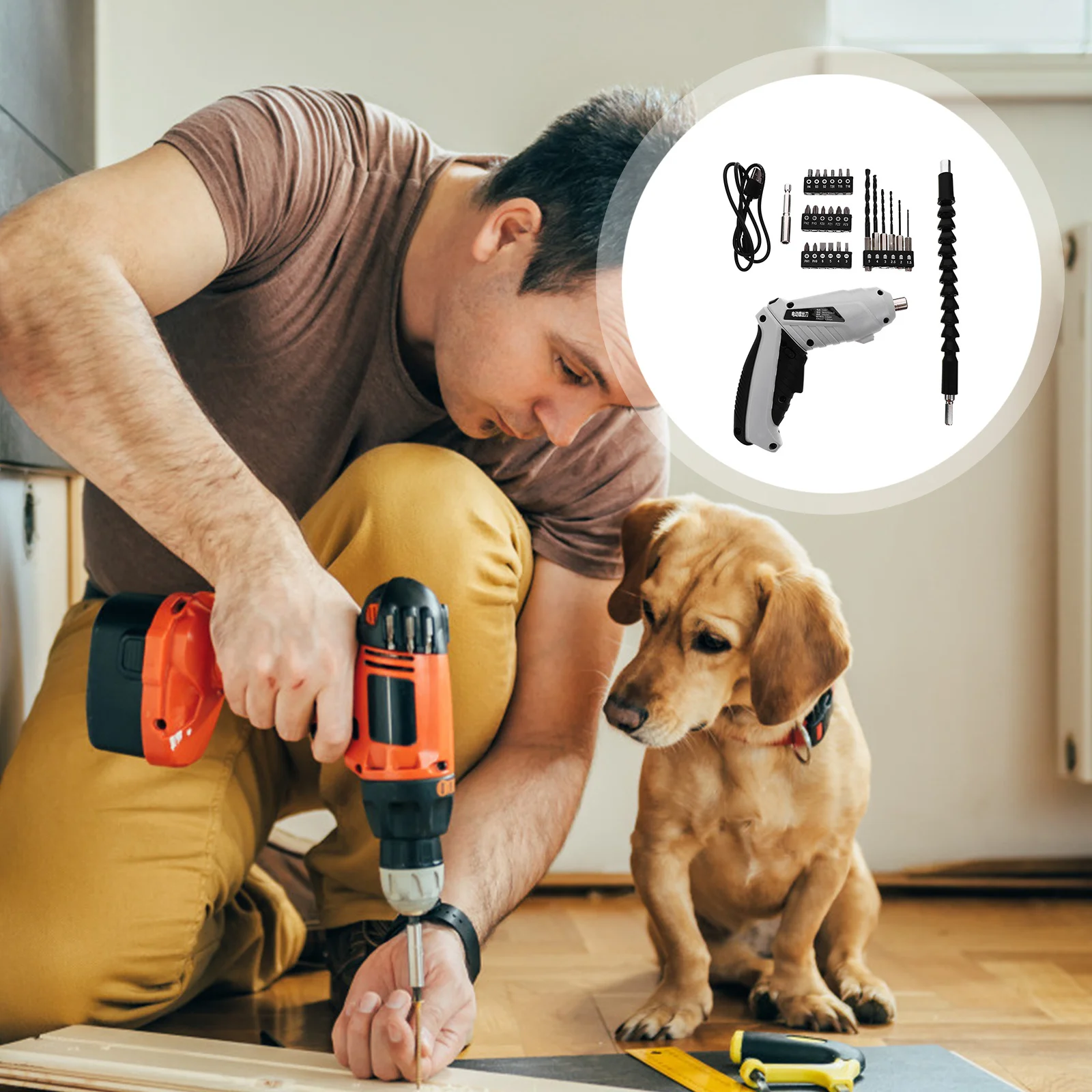 

1Set Mini Electric Screw Driver Chargeable from Power Bank for Easy Operation in Dark Places DIY Projects Cordless Screwdriver