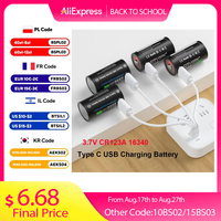 CITYORK 2550mWh 3.7V 16340 16350 Rechargeable Battery USB Charging RCR123 CR123 CR123A Li-Ion Btteries For With USB Cable
