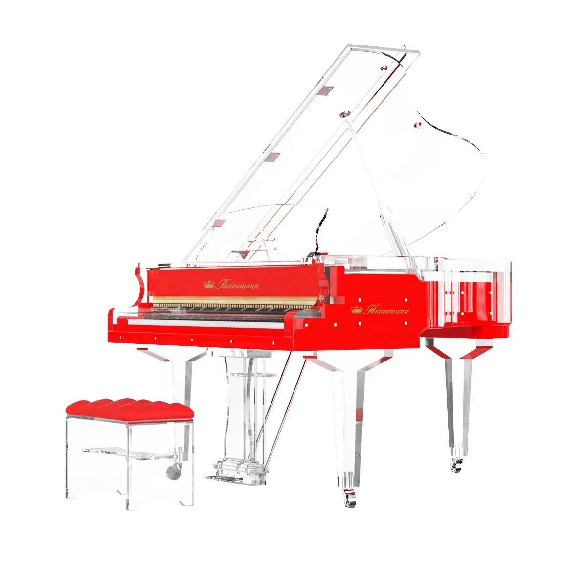 Modern Luxury Crystal Piano For Star Hotels Grand Piano With Transparent Design Popular Mechanical Style