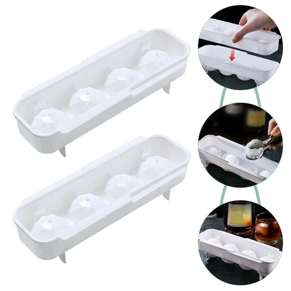

2pcs Cube Mold Tray Plastic Sphere Maker Kitchen Ice Mold Refrigerator Ice Box Storage Easy Clean Reusable Lightweight Portable