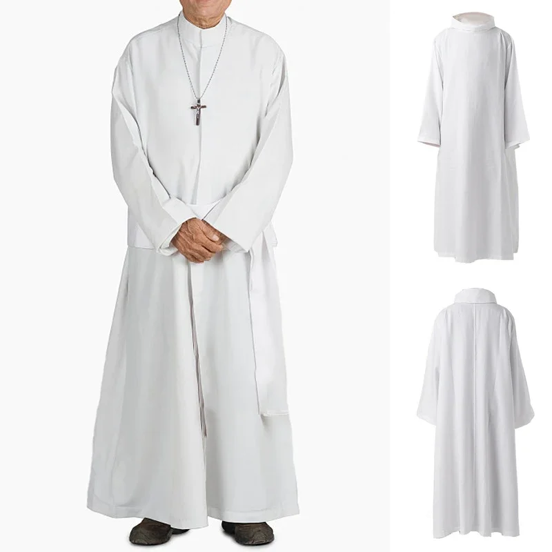 Medieval Muslim Fashion Pakistani Men Islamic Clothing Ramadan Prayer Turkish Arab Dubai Kaftan Priest Missionary Long Gown Robe