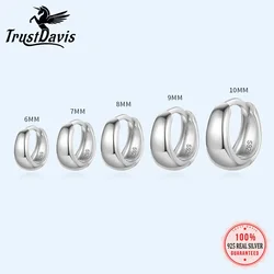 TrustDavis Real 925 Sterling Silve Fashion Inside Diameter 6 7 8 9 10mm Hoop Earrings For Women Men Personality Jewelry DG0132