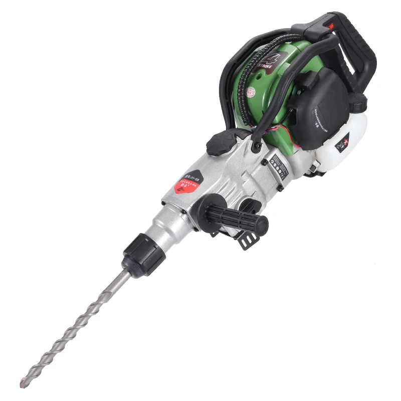 68-Type 40CC Two-Cylinder Air-Cooled Four-Stroke 2080W Multi-Functional Handheld Rock Drill Gaso line Impact Drill Pickaxe DIY