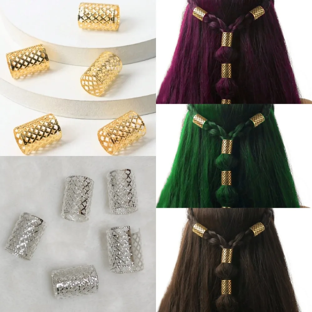 

5pcs Dread Locks Hollow Out Hair Ring Metal Cuff Clips Hair Braiding Dreadlocks Beads DIY Gold and Silver Hair Braid Tubes Women