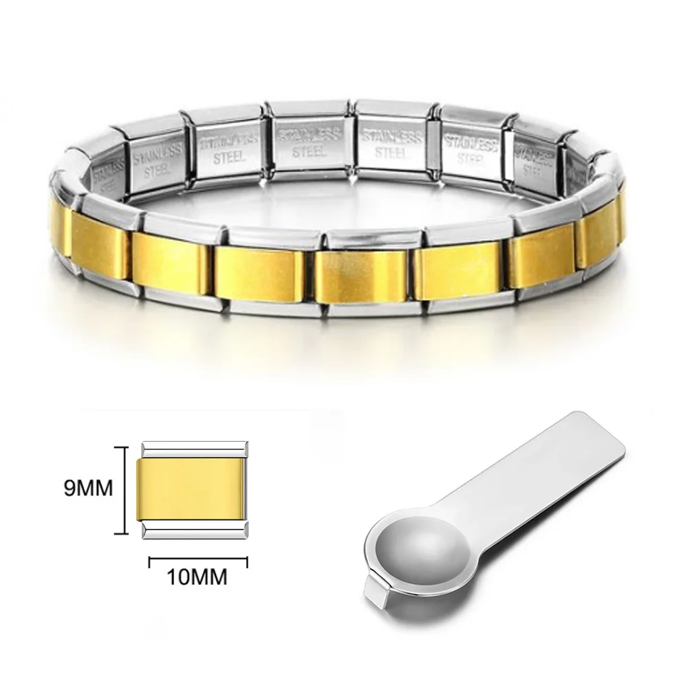 وصلة سحر إيطالية للنساء والرجال عرض 9 مللي متر سلسلة فضية وذهبية اللون سوار من الفولاذ المقاوم للصدأ على اليد DIY صنع المجوهرات بالجملة