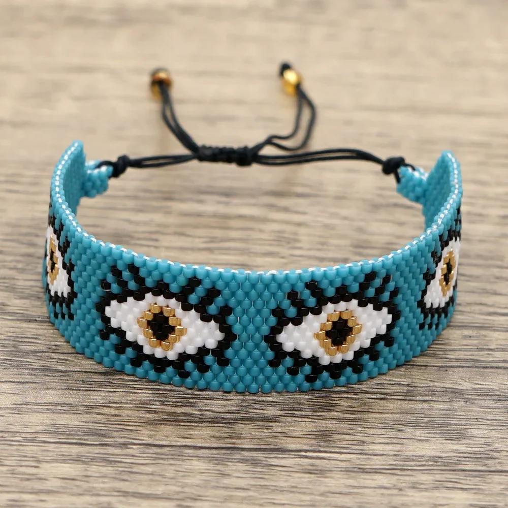 

Rice Ball Bracelet Hand woven fashion Turkish evil eye Simplicity originality Bohemia Adjustable Unisex Beaded Bracelet