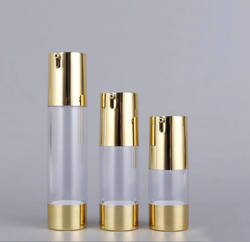 30ml  airless bottle uv gold vacuum pump clear body lotion emulsion eye essence toner foundation skin care cosmetic packing