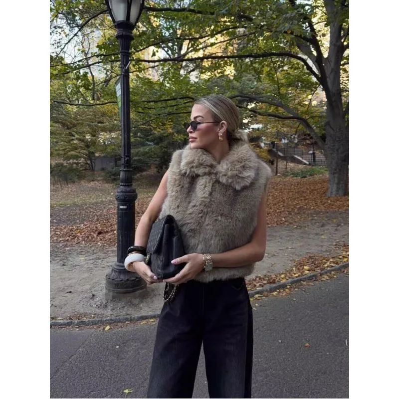 เสื้อผ้าผู้หญิง เสื้อกั๊กขนเฟอร์ฤดูใบไม้ร่วง Y2k สตรีทแวร์ใหม่ เสื้อกั๊กแฟชั่น เสื้อกล้าม เสื้อขนเฟอร์เทียม เสื้อโค้ทฤดูหนาว เสื้อโค้ทขนเฟอร์ผู้หญิง