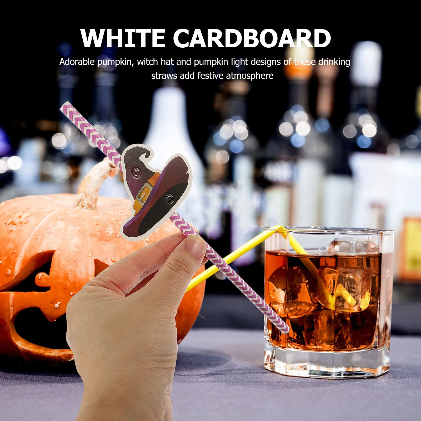 

72 шт. Декоративные бумажные трубочки для Хэллоуина: милые тыквы, шляпы ведьм, светящиеся тематические дизайны. Гладкие и безопасные трубочки для напитков на вечеринках и мероприятиях.