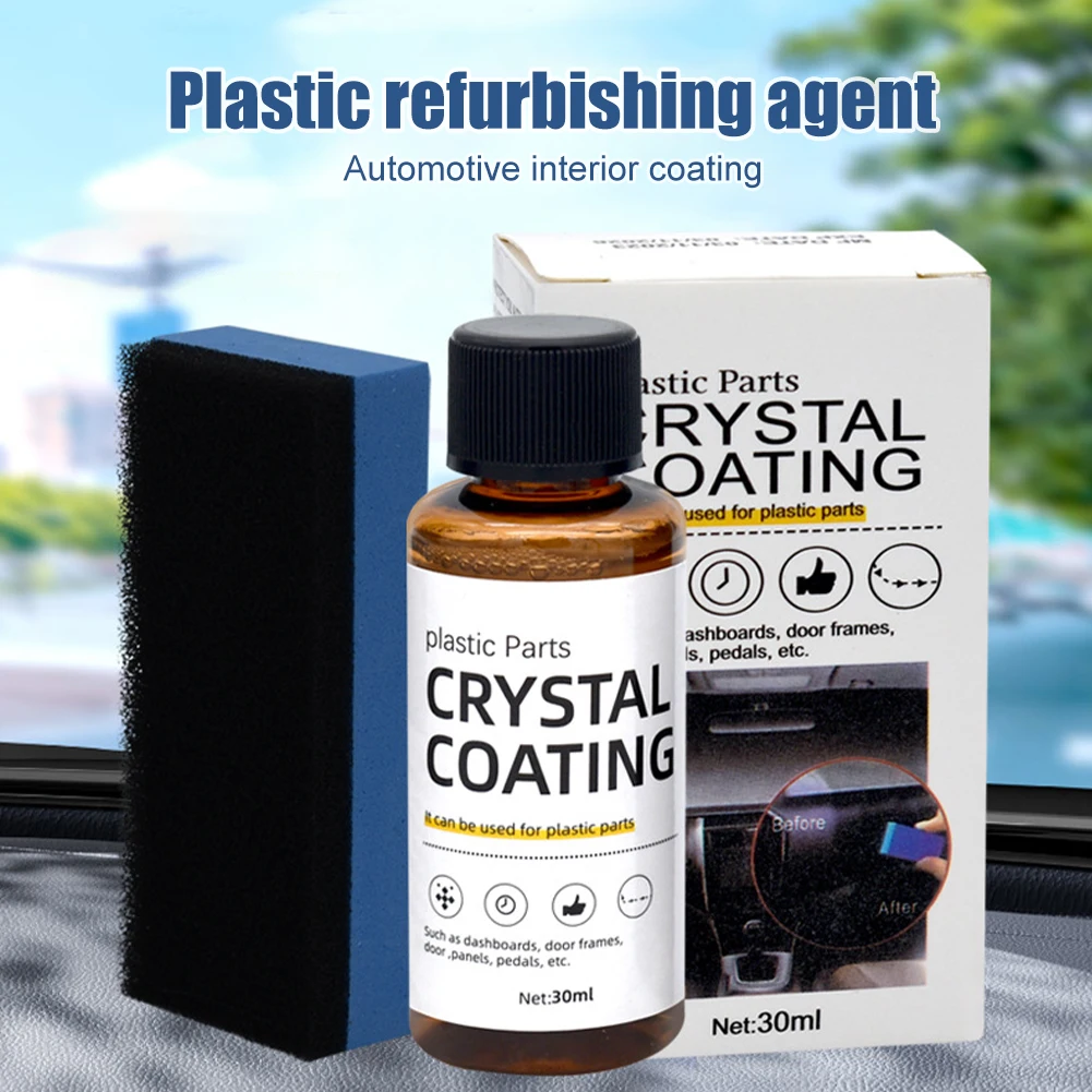 30/60ml Plastic Restorer for Car Easy To Use Plastic Part Refurbishment Crystal Coating Refurbish Agent with Sponge Long Lasting