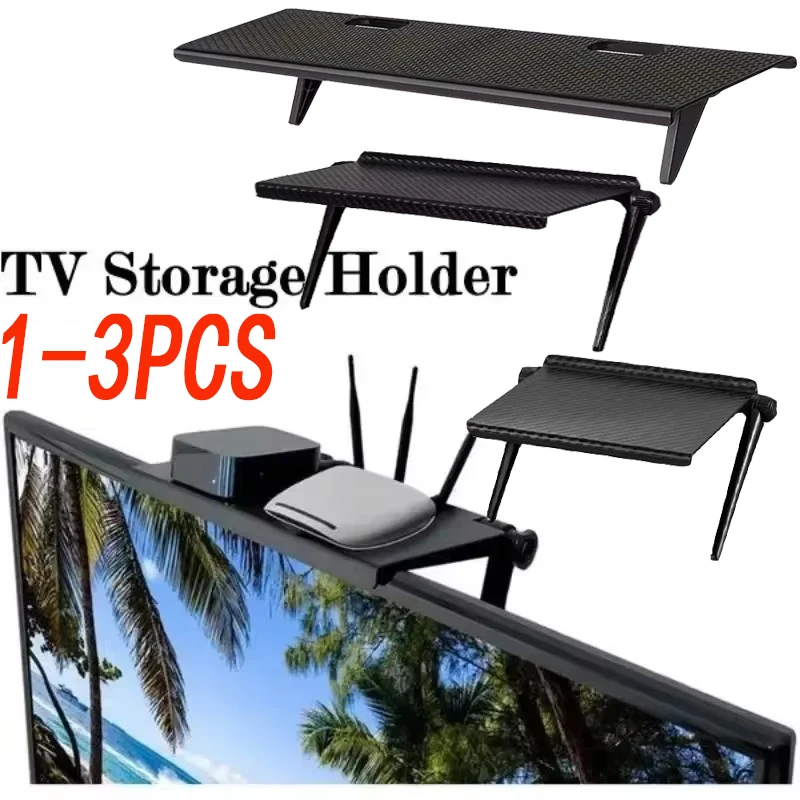 Adjustable TV Screen Top Storage Shelf Router Storage Rack Computer Monitor Desktop Screen Top Storage Rack Home Organizer