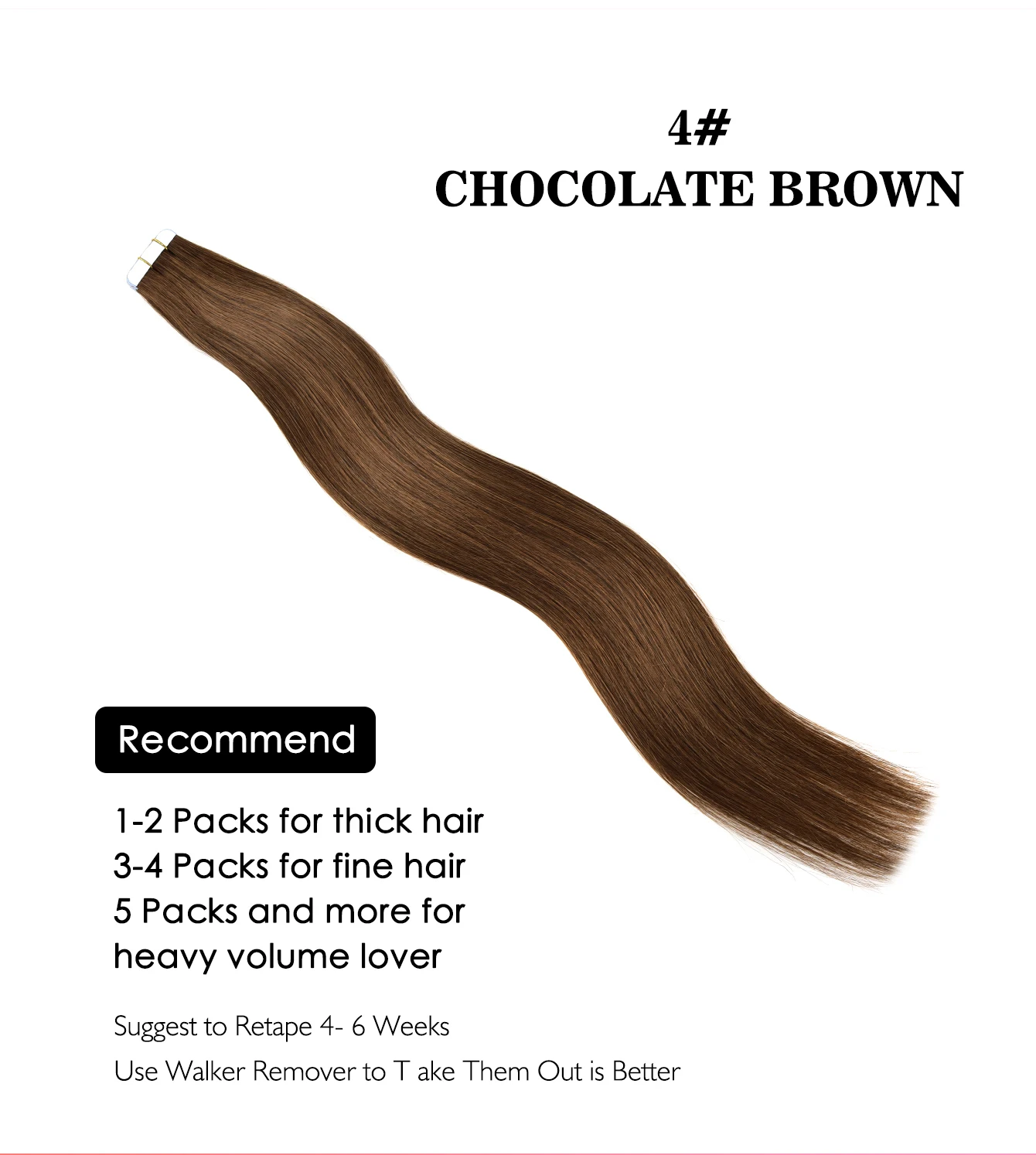 ストレートテープでヘアエクステンション 100% リアルレミー人毛ナチュラルスキン横糸両面粘着テープヘアエクステンション