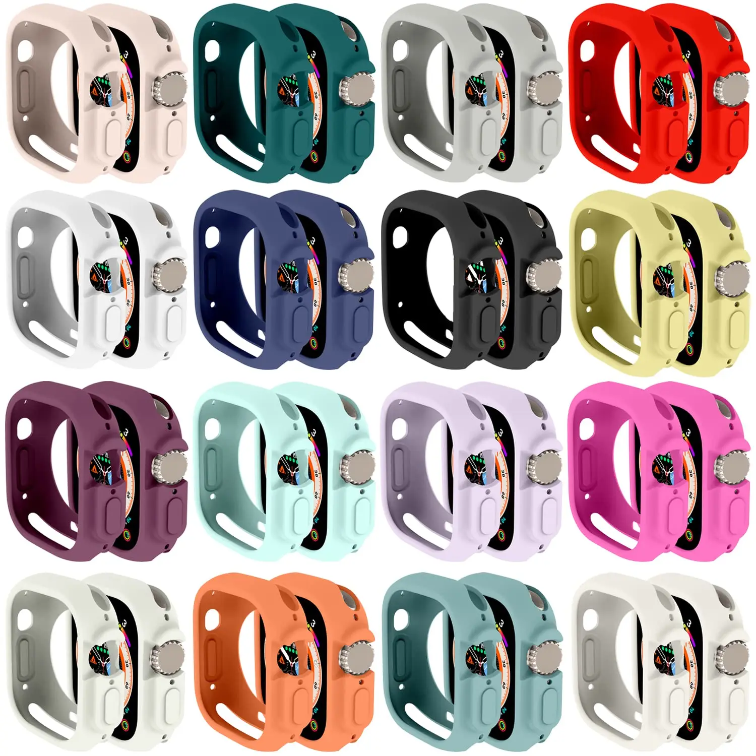 Capa de silicone macia para Apple Watch Ultra, All-Round, Shockproof, TPU capa protetora, pára-choques, resistente a riscos, 49mm