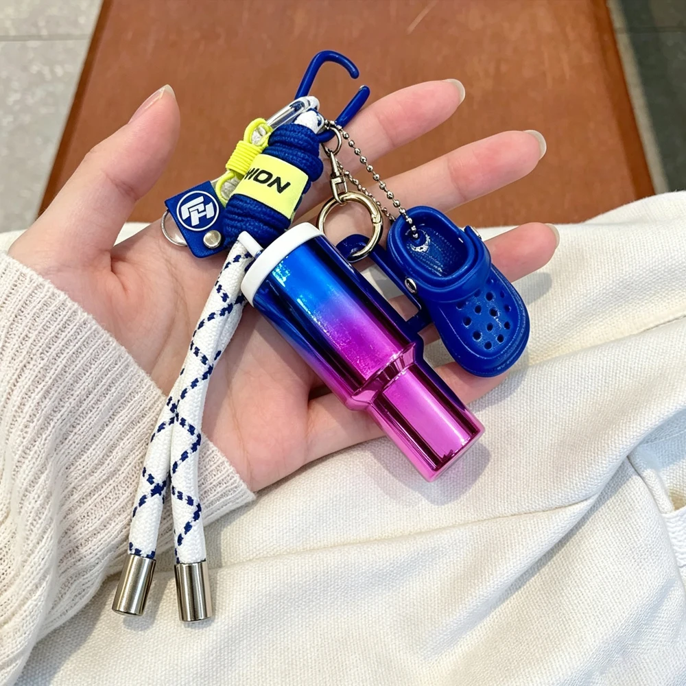 High-Appearance Mini Water Bottle Keychain, Trendy Woven Rope Keyring and Wrist Strap Accessory, Anti-Loss Car Key Chain, Delicate Earphone Decoration Charm for Girls, Ins-Style Versatile Anti-Loss Keyring, Multi-Color Options with a High-End Feel, the Best Practical Gift for Friends
