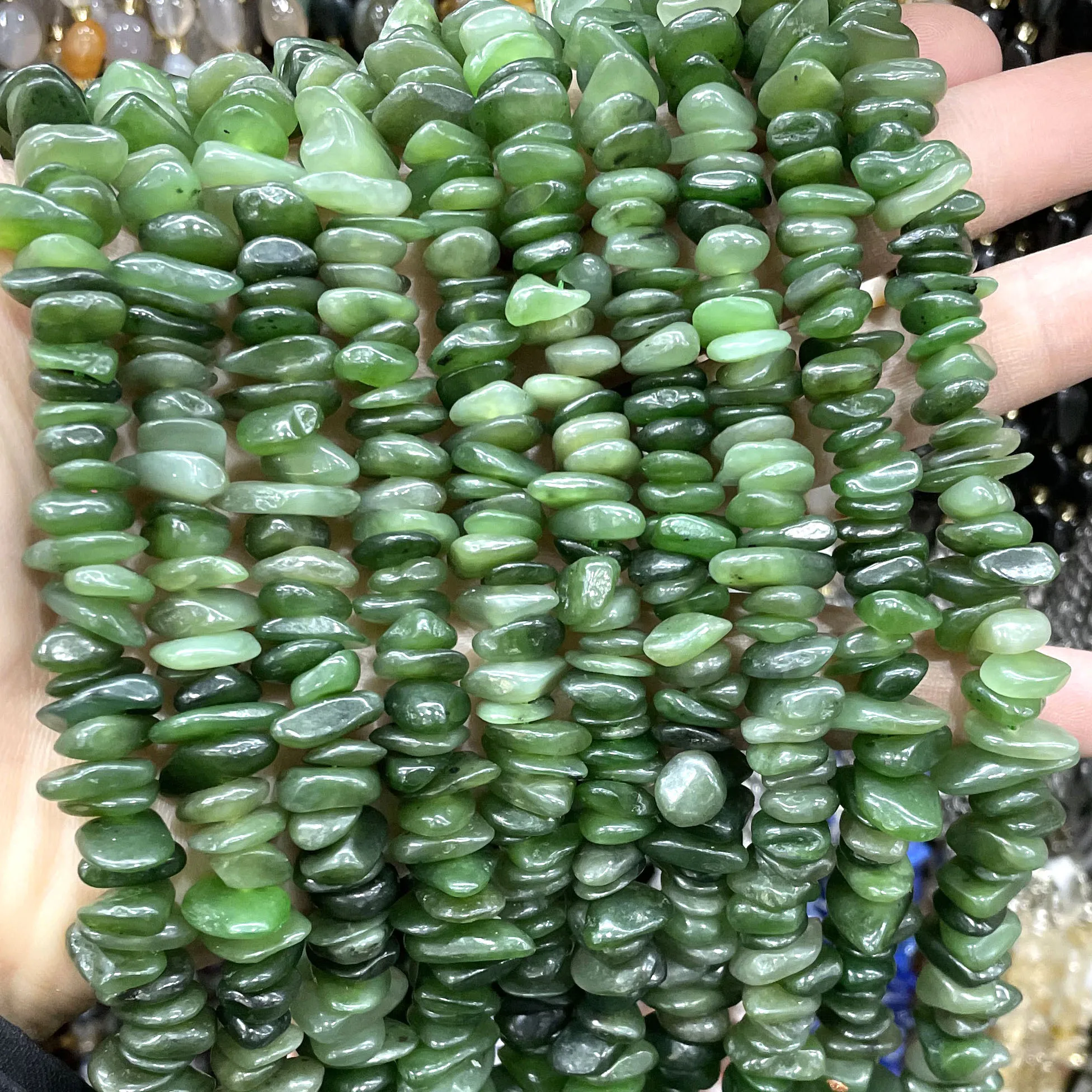 8-12MM Naturstein Unregelmäßige Grüne Jade Lose Spacer Perlen Für Schmuck Machen DIY Armband Halskette Materialien