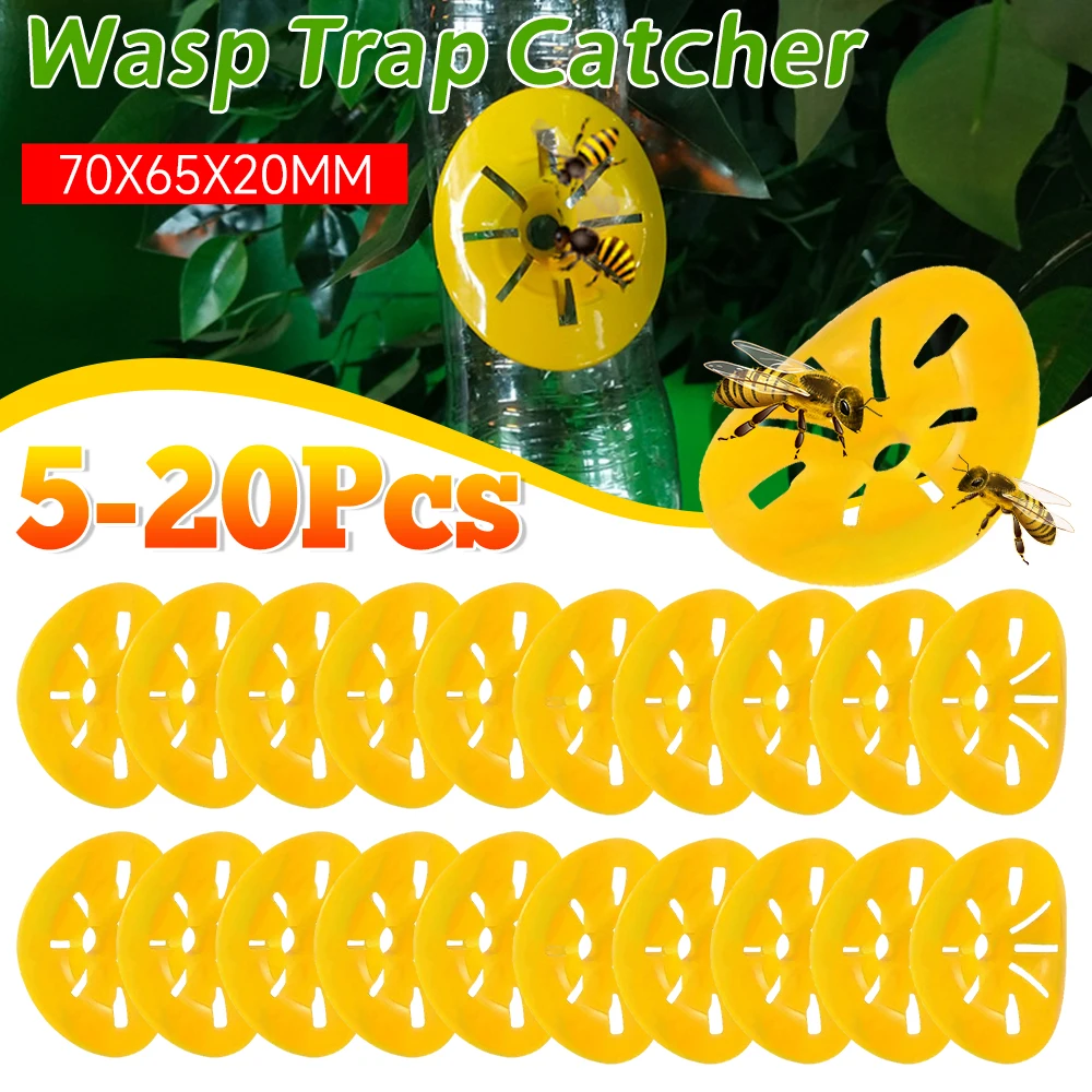 5-20PCS Reusable Wasp Trap Catcher Plastic Bottle Insect Funnel Killer Flower Bees Hornet Catcher For Outdoor Home Garden Yard