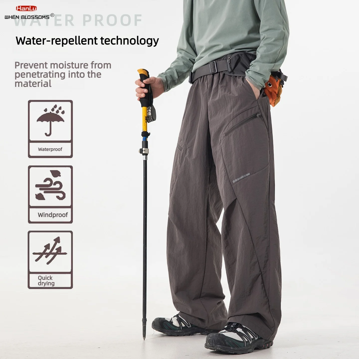 Men's 2026 Technical Cargo Pants Water-Resistant Hiking Trousers Straight Leg Multi-Pocket Outdoor Workwear Spring Hiking Pants