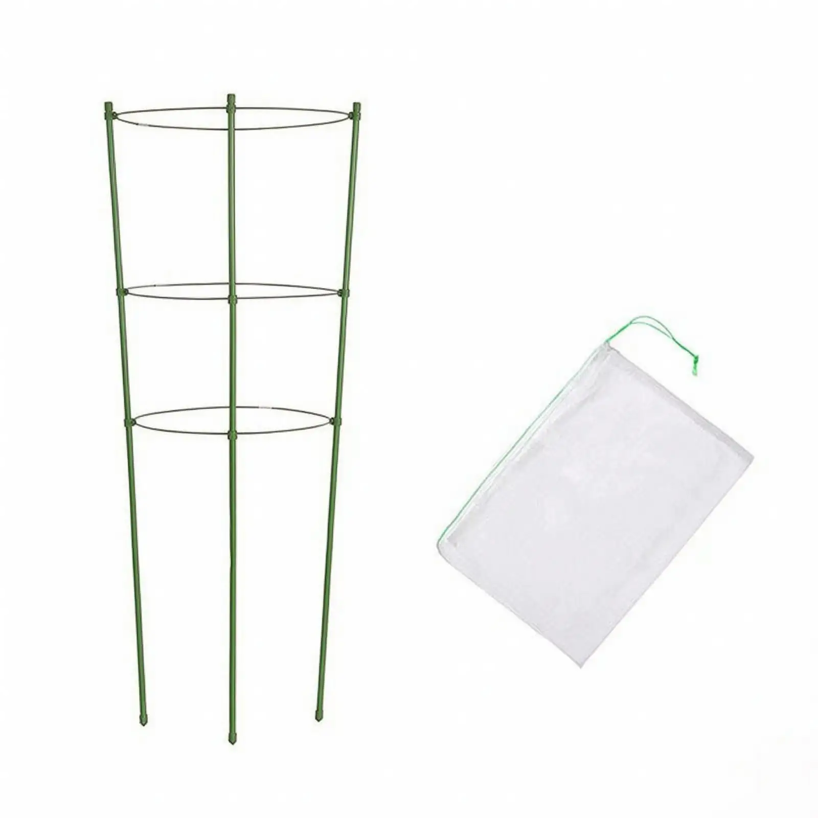 4 Pieces Breathable Plant Barrier Cage Lightweight, Cylindrical Plant Cage with Mesh Bag, Easy-to-Assemble, for Raised Beds