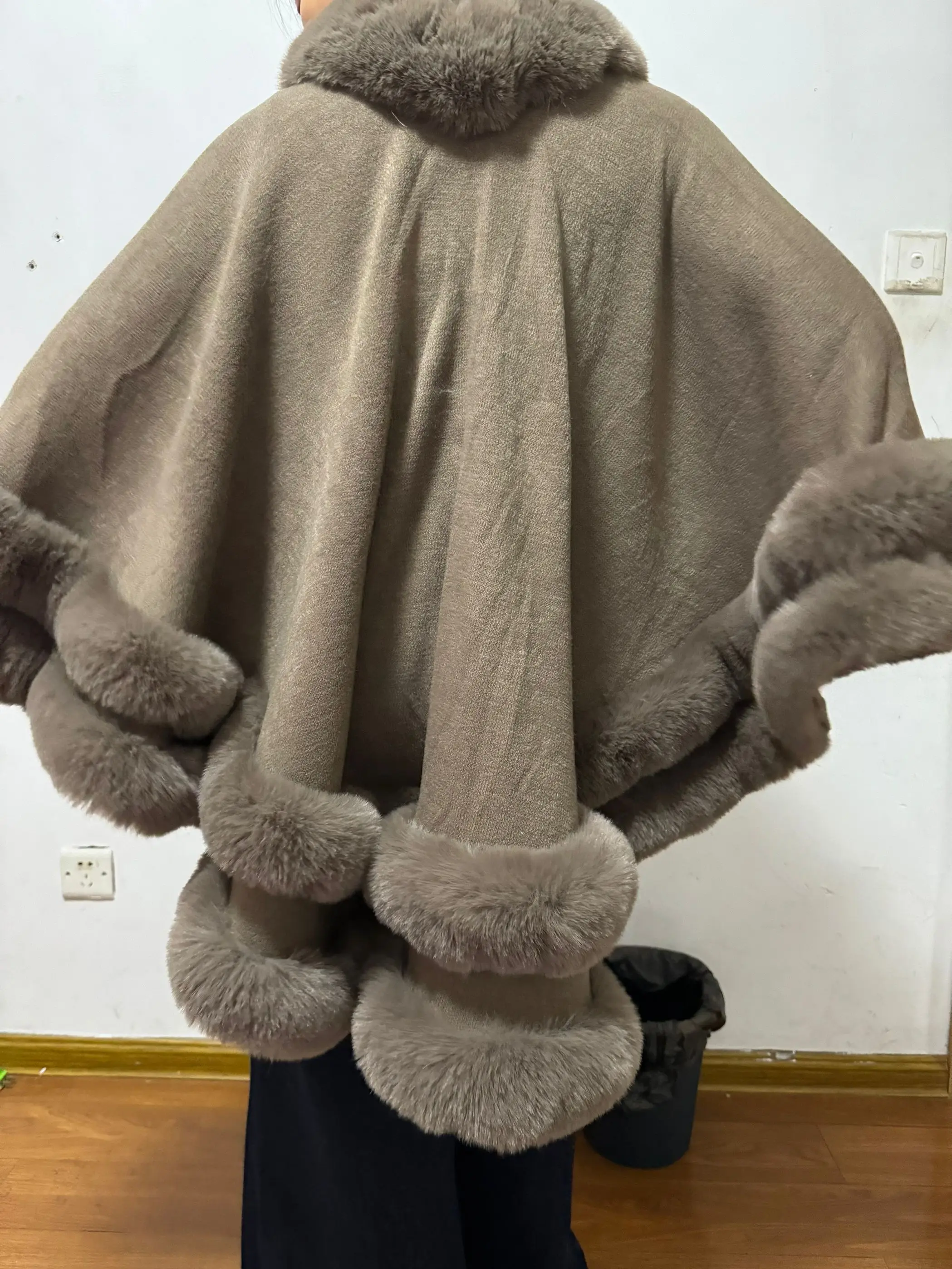 2024 Women 2 Circle Wraps Long Faux Rabbit Fur Cape Poncho Winter Loose Thick Warm Shawl Outerwear Knitted Cloak Overcoat 13 S1423d476fd454789aa9f4061970a68bdH
