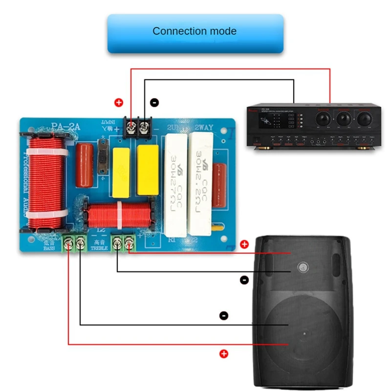 2 pçs PA-2A 2 maneiras alto-falante crossover agudos + 450w graves puros subwoofer divisor de frequência filtros diy azul diy para casa