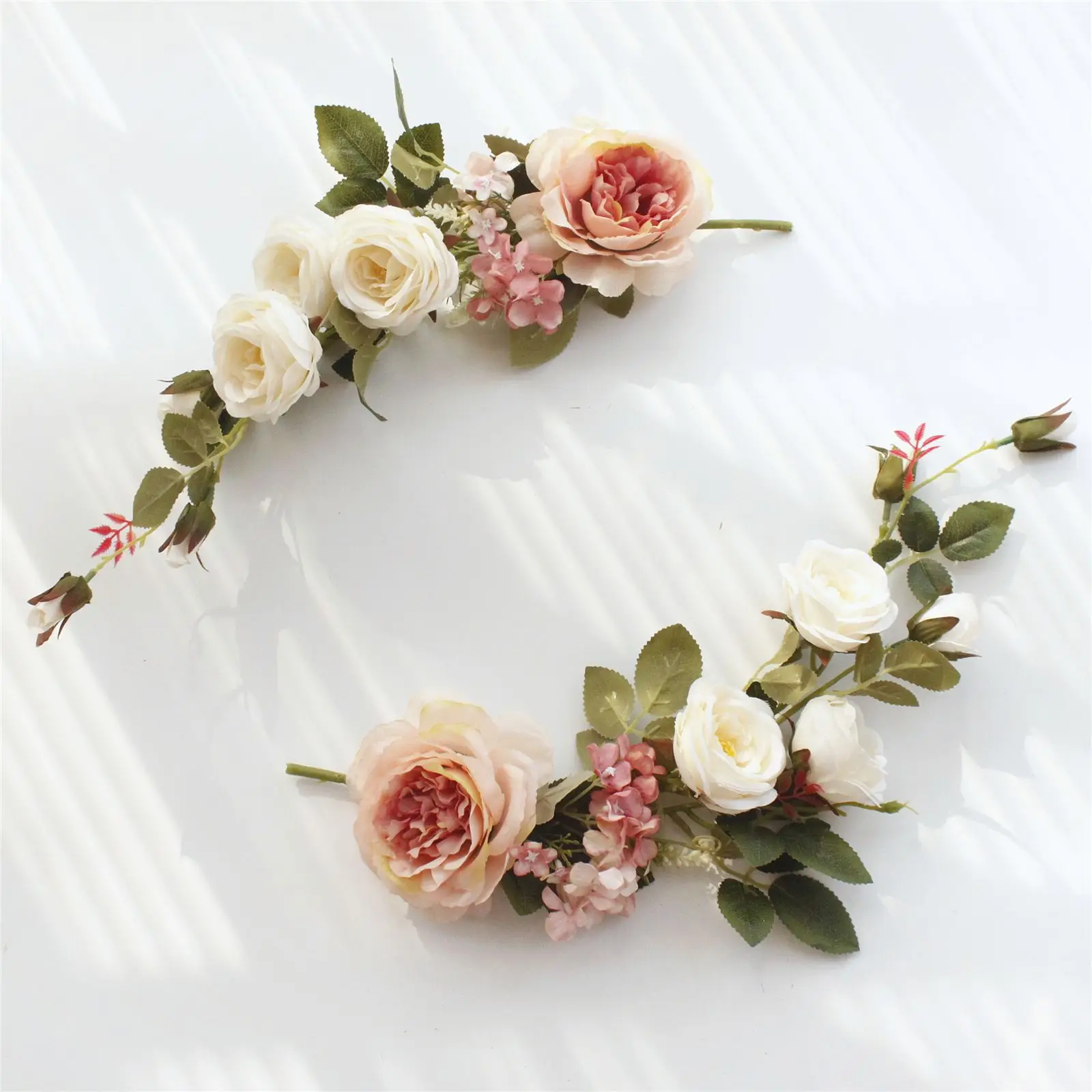 

2pcs Artificial Flowers Front Door Hanging Rose Vine Mirror Decoration Flower String Home Room Wall Decor Photo Frame Decotive