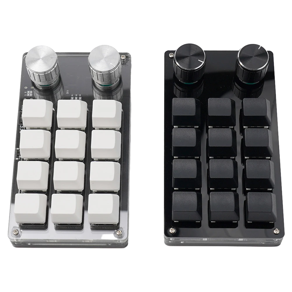 Teclado mecánico multifuncional programable, teclado de 12 teclas y 2 botones con 12 teclas y 2 perillas, teclado pequeño DIY