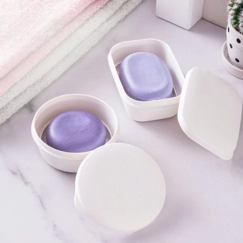 

1pc Plastic Bathroom Shower Soap Box with Lids Travel Portable Small Soap Tray Storage Holder Plate Home Soap Container
