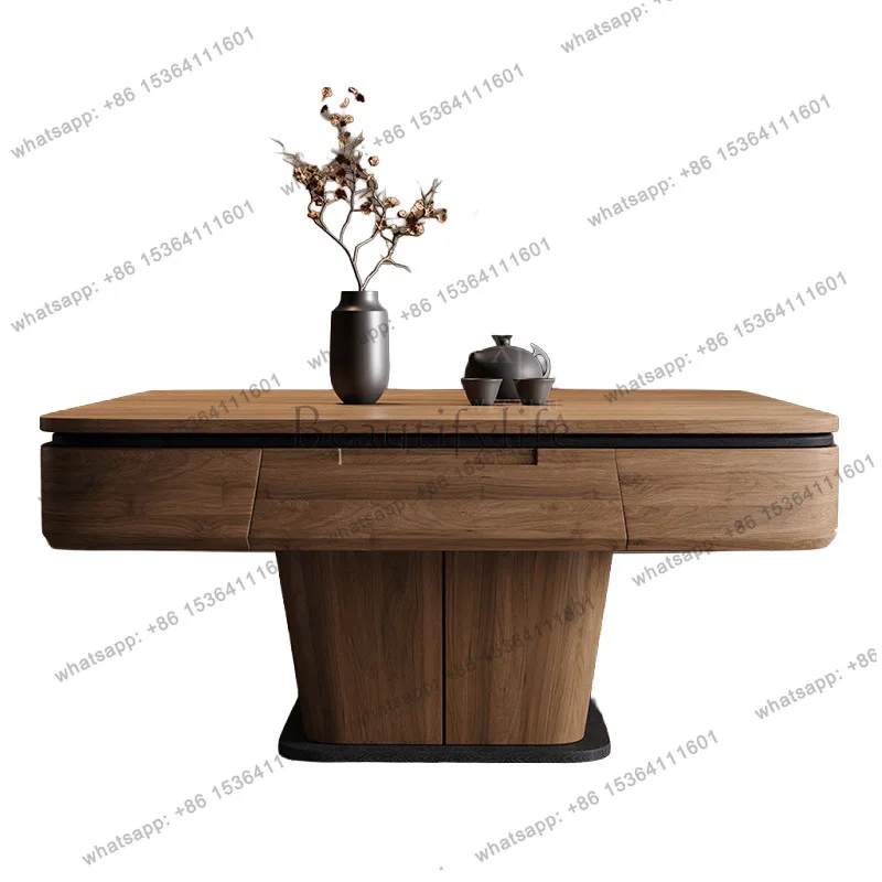 Solid wood lifting mahjong table coffee table integrated new Chinese style home living room roller coaster automatic