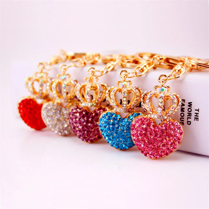 Cute Hollow Crown Heart Pendant Keychains For Women Key Chains Rings Luxury Car Keyring Holder