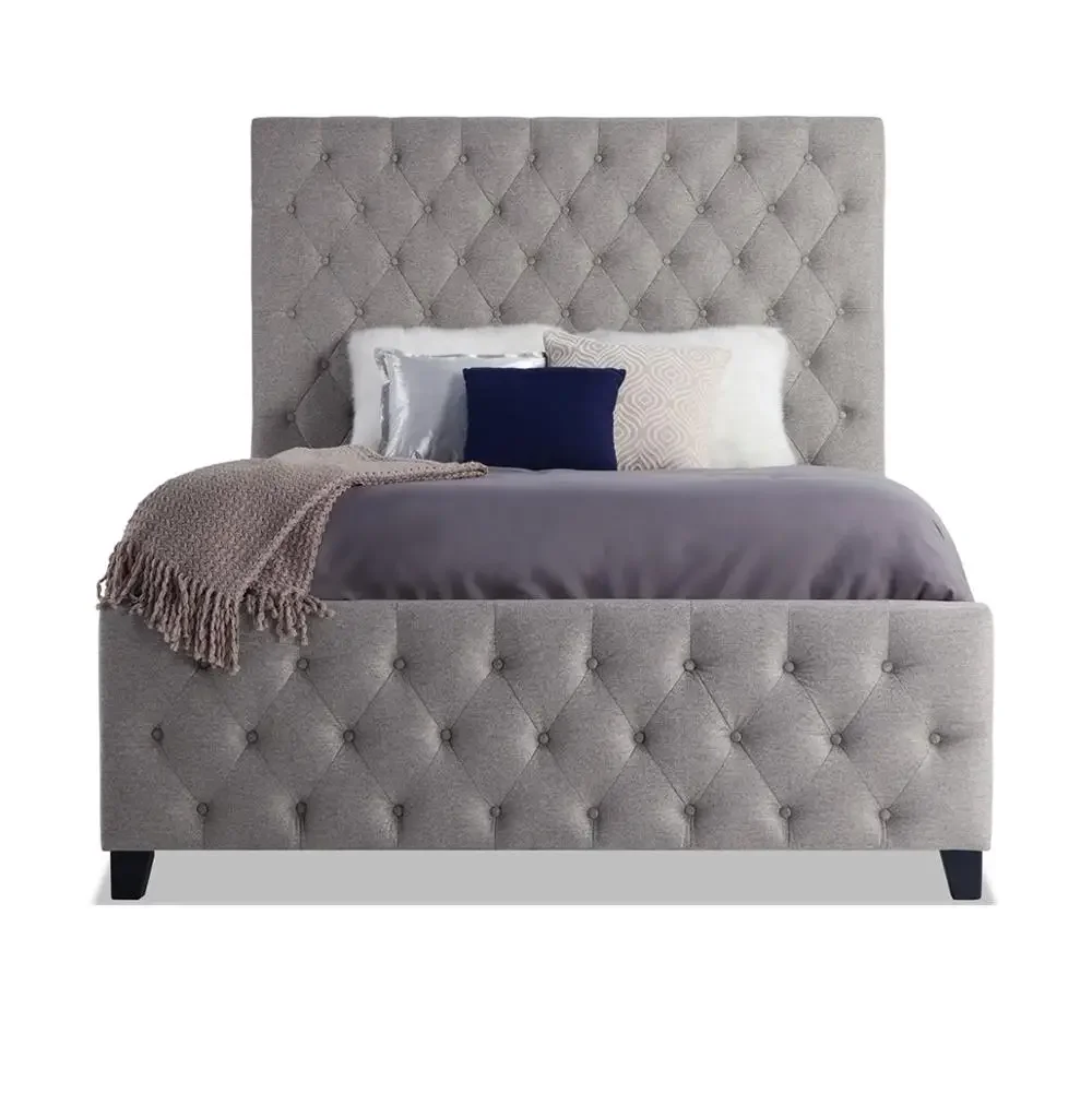 

A Simple Modern Gray Color Furniture Upholstered Tufted Bed Beauty Bed king Size Bed