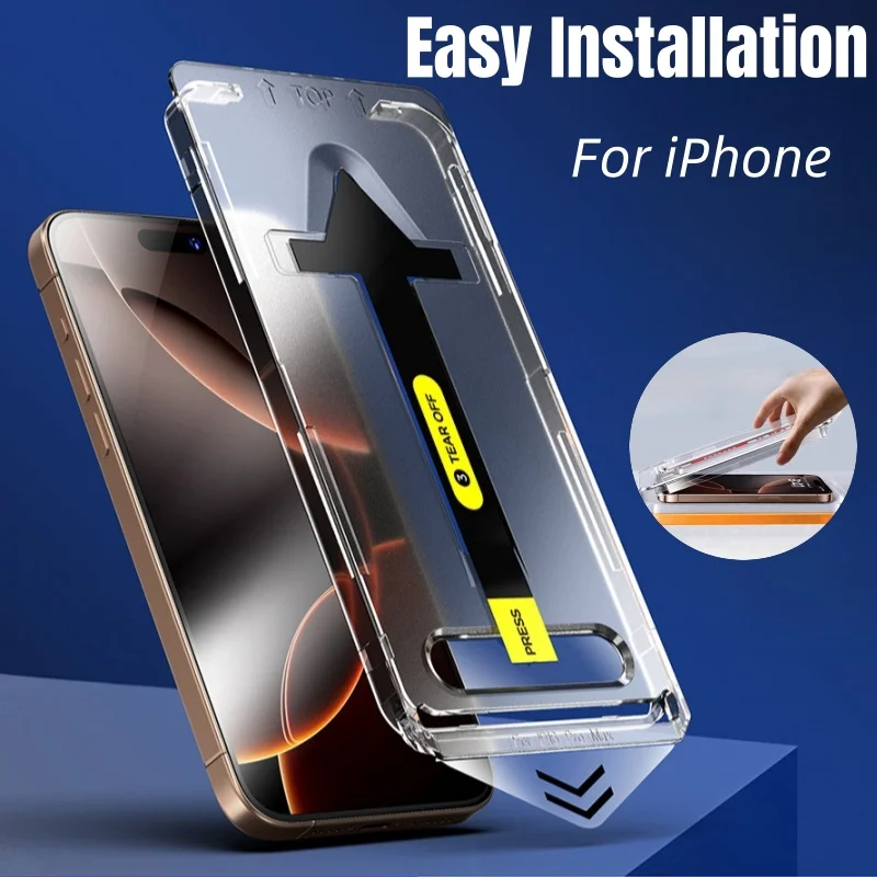 Easy Installation Tempered Glass For iPhone 16 15 Pro Max 14 Plus 13 12 Clear Privacy Screen Protector Anti-peeping Glass