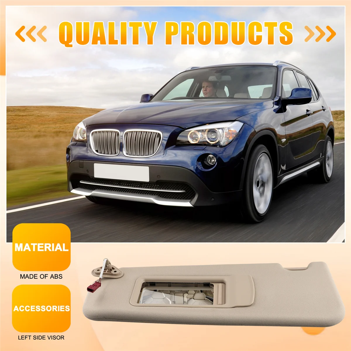 Beige Car Front Sun Visors for BMW 3 SERIES E90 E91 X1 E84 Left