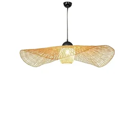 Hanglamp E27 Suspension Luminaire Hand Woven Ceiling Weaving Chandelier Lamp Rattan Wicker Bamboo Art Lamp Home Bedroom