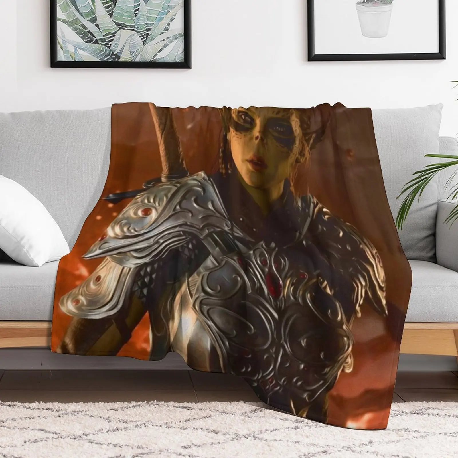 Lae'zel Githyanki Fighter Adventurer close up Throw Blanket