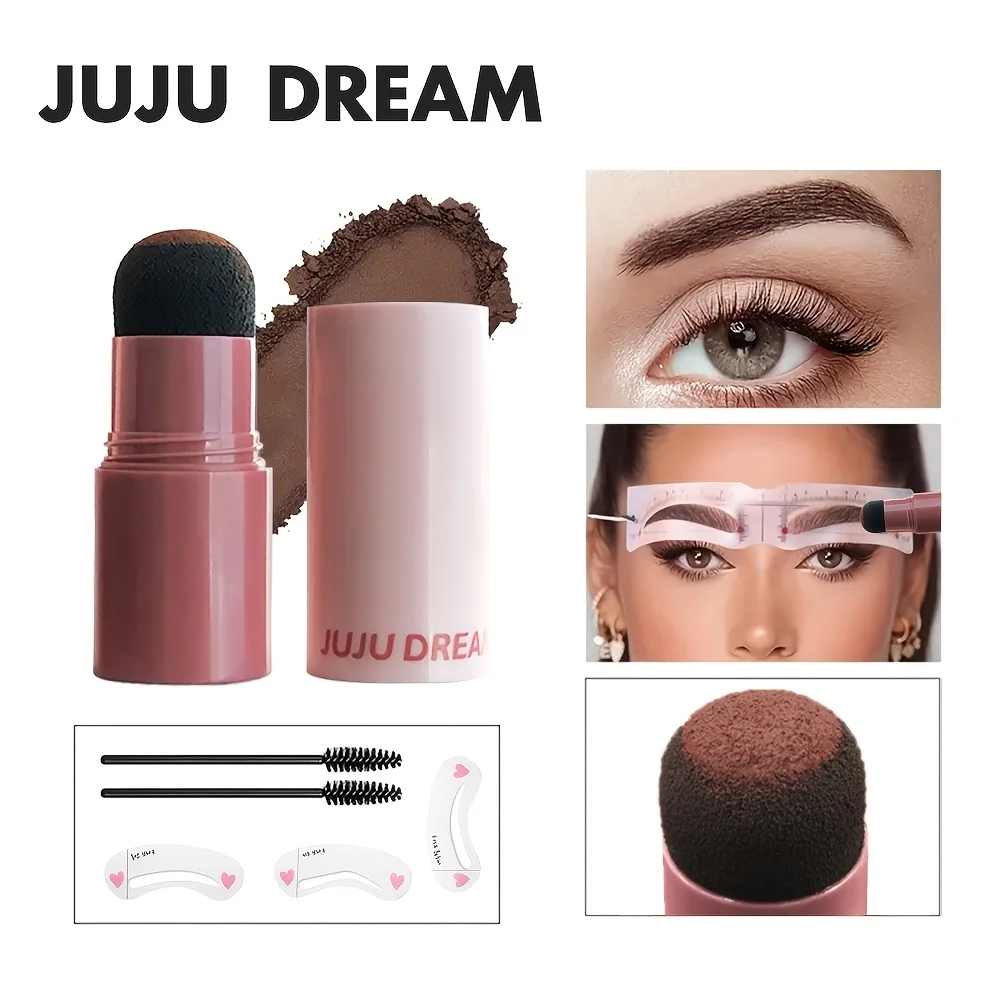 2-in-1 Full Brows & Hairline Kit - Eyebrow Stamp With Templates & Brush, Waterproof Long-Lasting Sweatproof, Unisex, Hairline