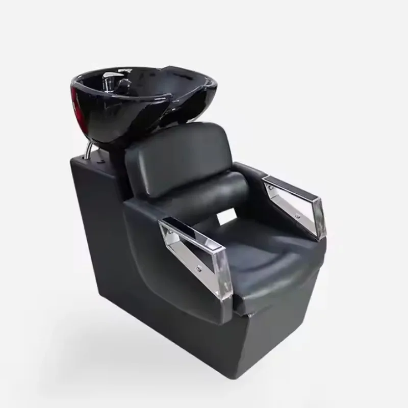 

Modern Luxury Electric Barber Chair 2-in-1 Black Metal Portable Shampoo Bed Wholesale for Salons-Professional Massage Feature