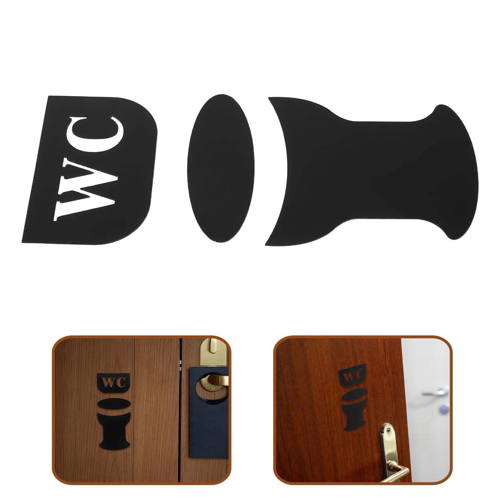 

6Pcs Modern Restroom Sign Stickers Waterproof Acrylic Decals Easy Apply Toilet Door Decor for Bathroom Home Office Parties