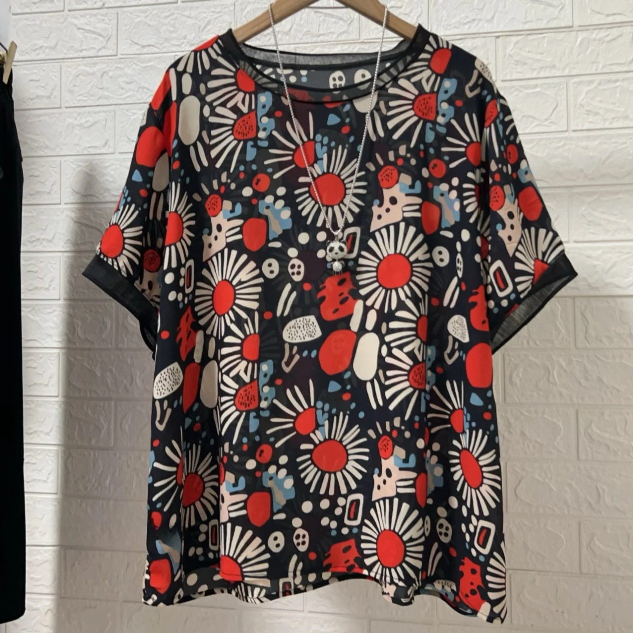 

Женская шифоновая блузка с цветочным принтом, свободный крой, повседневные топы с короткими рукавами