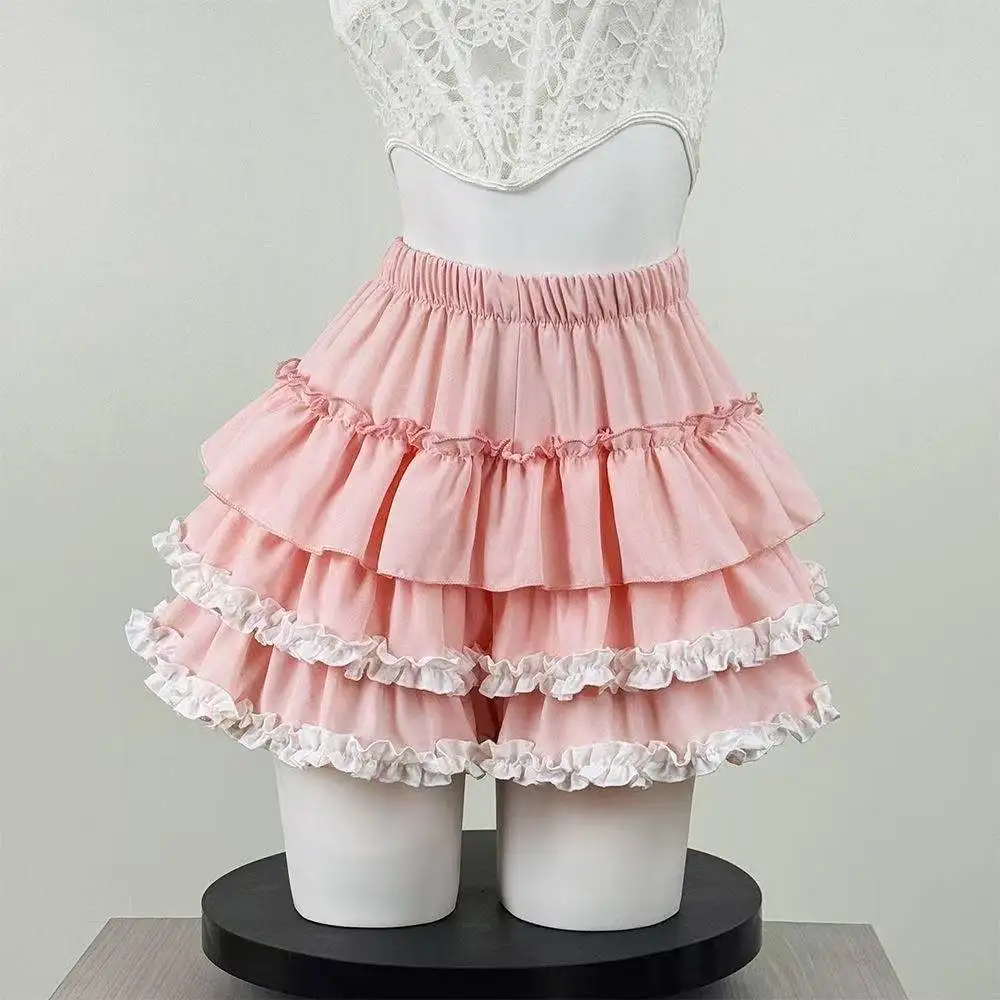 

Cute Lolita A Line Cake Skirt Women Y2K Harajuku Lace Ruffle High Waist Mini Skirt Kawaii Princess Party Clothing