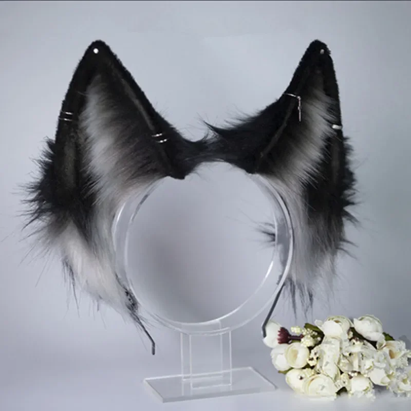 

Custom Made Halloween Props Black Wolf Ear Canis Lupus Hairhoop Headwear Headband for Anime Halloween Christmas Cosplay