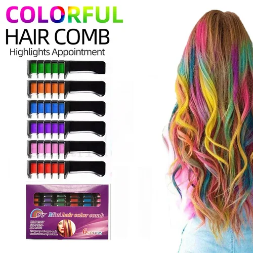 여아용 헤어 염색 초크 프로 크레용, 임시 머리 염색 빗, 컬러 초크, 회색 머리 염색, 컬러 마스카라, 10 개, 6/1 개 